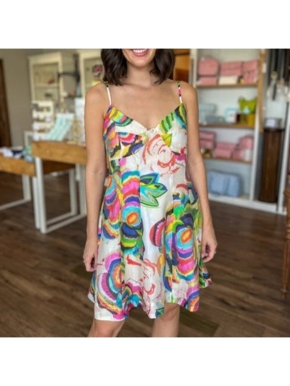 Ciebon Colorful Abstract Floral Mini Fit & Flare Dress Size Small Kentucky Derby